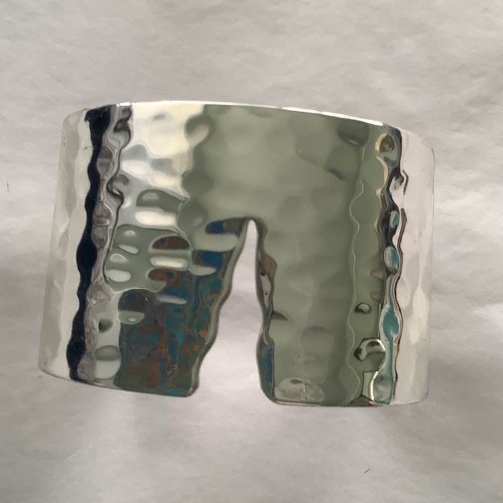 Rustic Cuff Silver Cuff Bracelet Hammered And Ear… - image 6